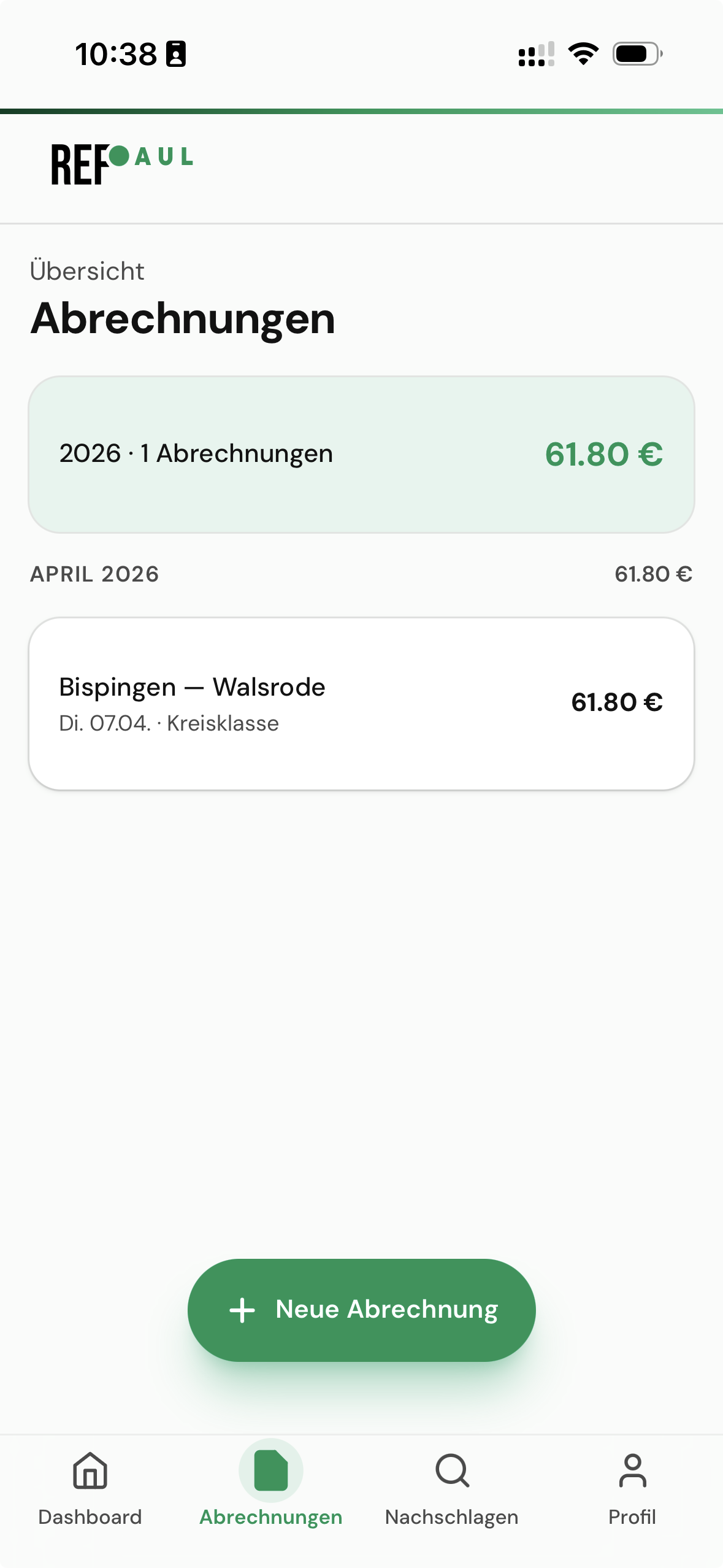 Übersicht aller Abrechnungen